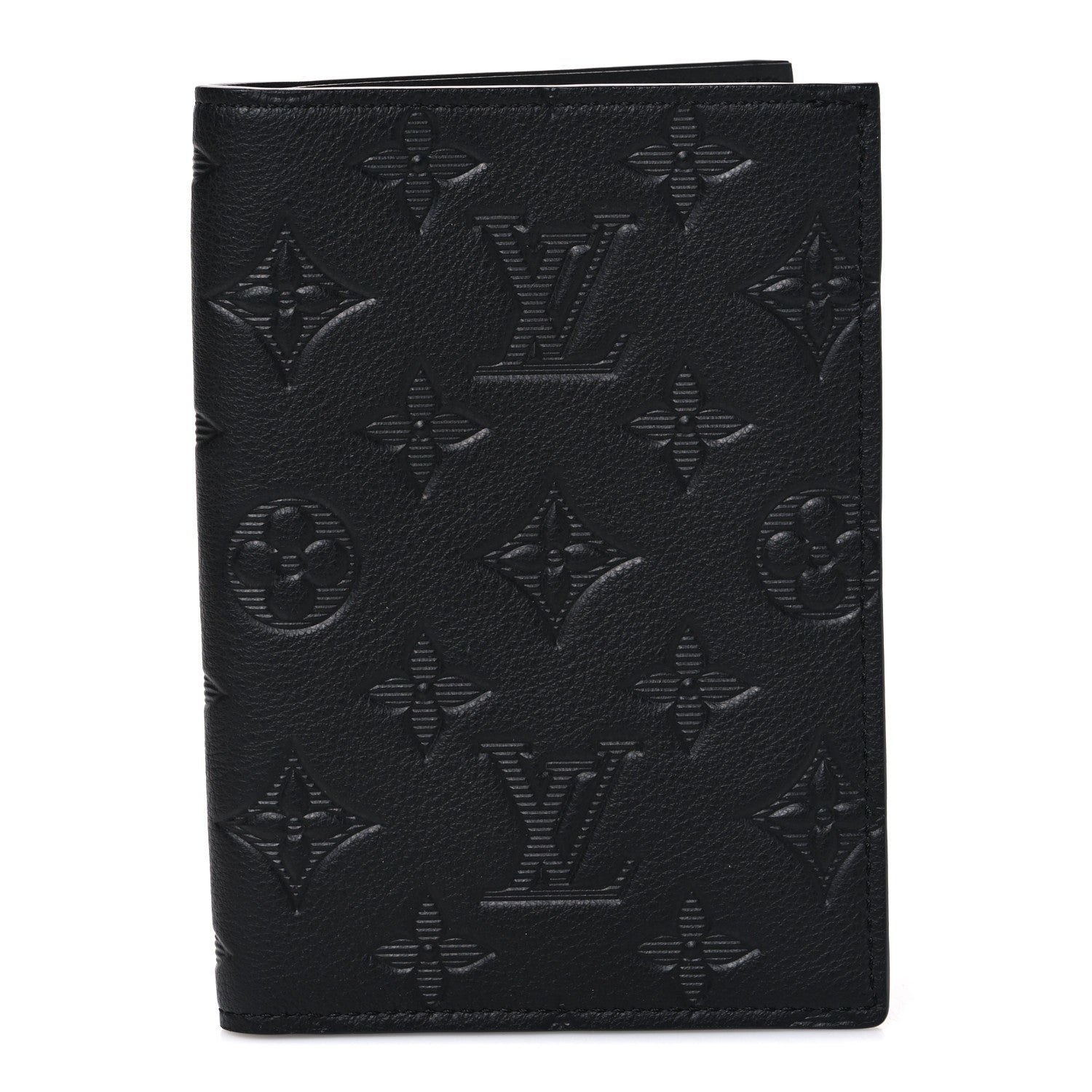 Louis Vuitton Calfskin Monogram Shadow Passport Cover Black 1 of 7