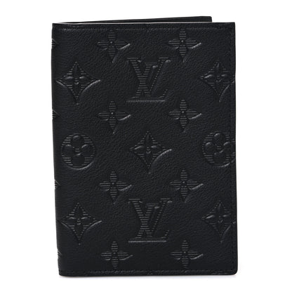 Louis Vuitton Calfskin Monogram Shadow Passport Cover Black 1 of 7
