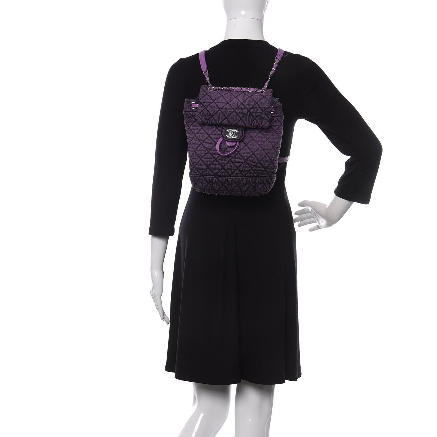 Chanel Washed Denim Quilted Denimpression Backpack Violet Purple Black 2 of 9