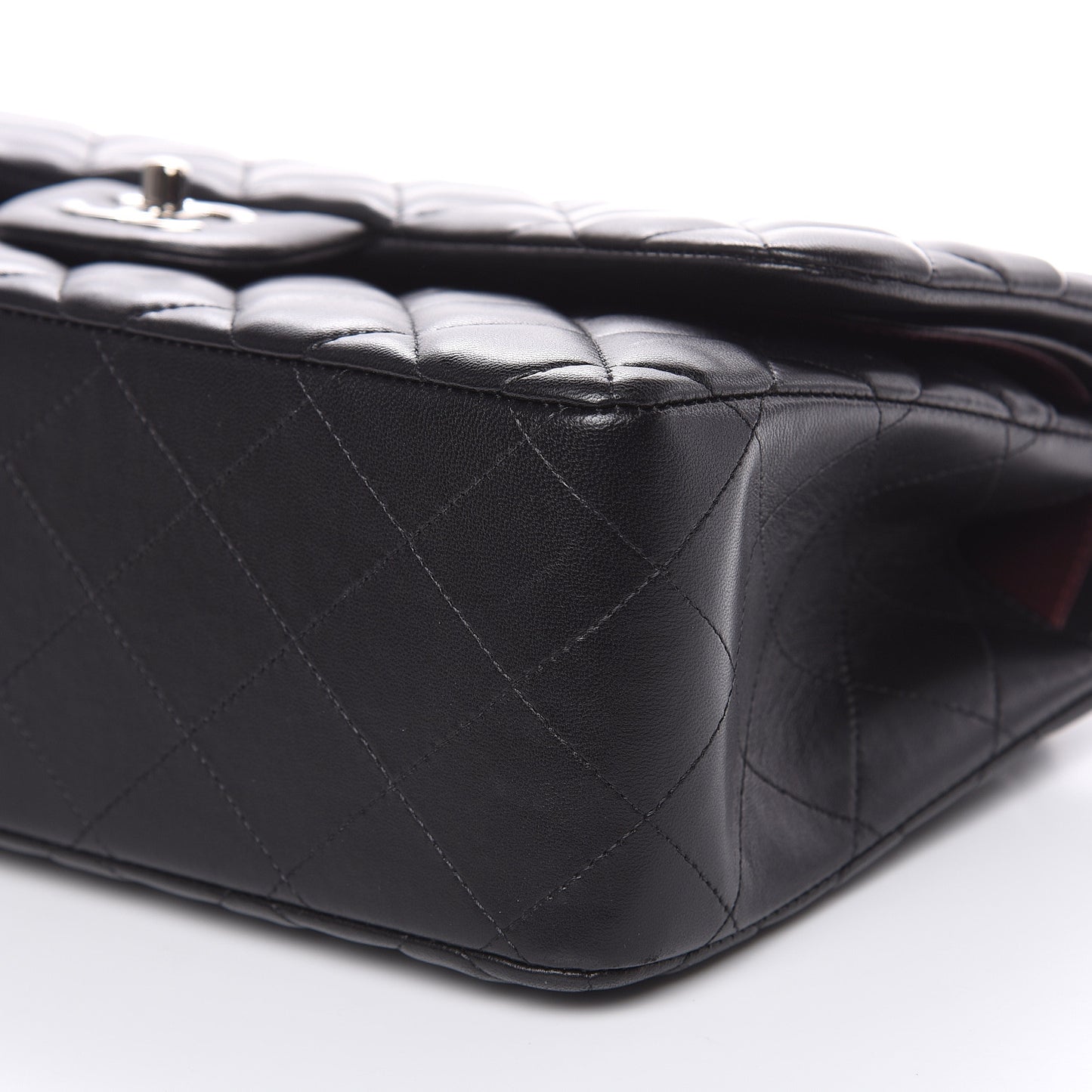 Lambskin Quilted Jumbo Double Flap Black