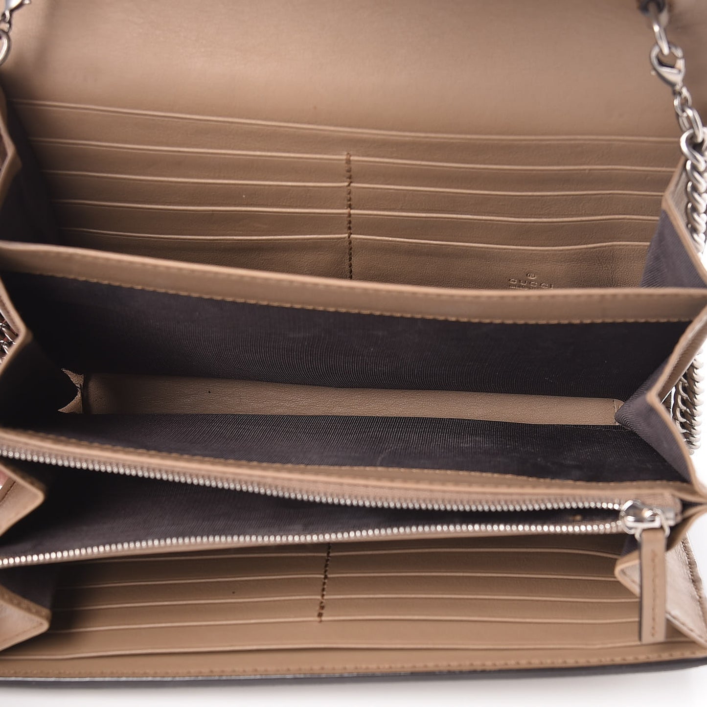 GG Supreme Monogram Mini Dionysus Chain Wallet Beige Taupe
