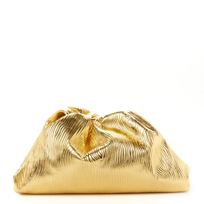 Bottega Veneta Metallic Bark Calfskin Embossed The Pouch Oversized Clutch Oro 1 of 11