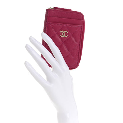 Chanel Caviar Quilted Zip Card Holder Fuchsia 2 of 8