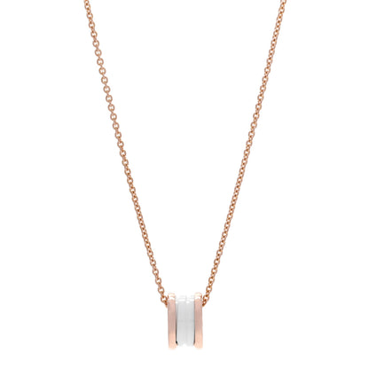 Bulgari 18K Rose Gold White Ceramic B.Zero1 Pendant Necklace 1 of 6