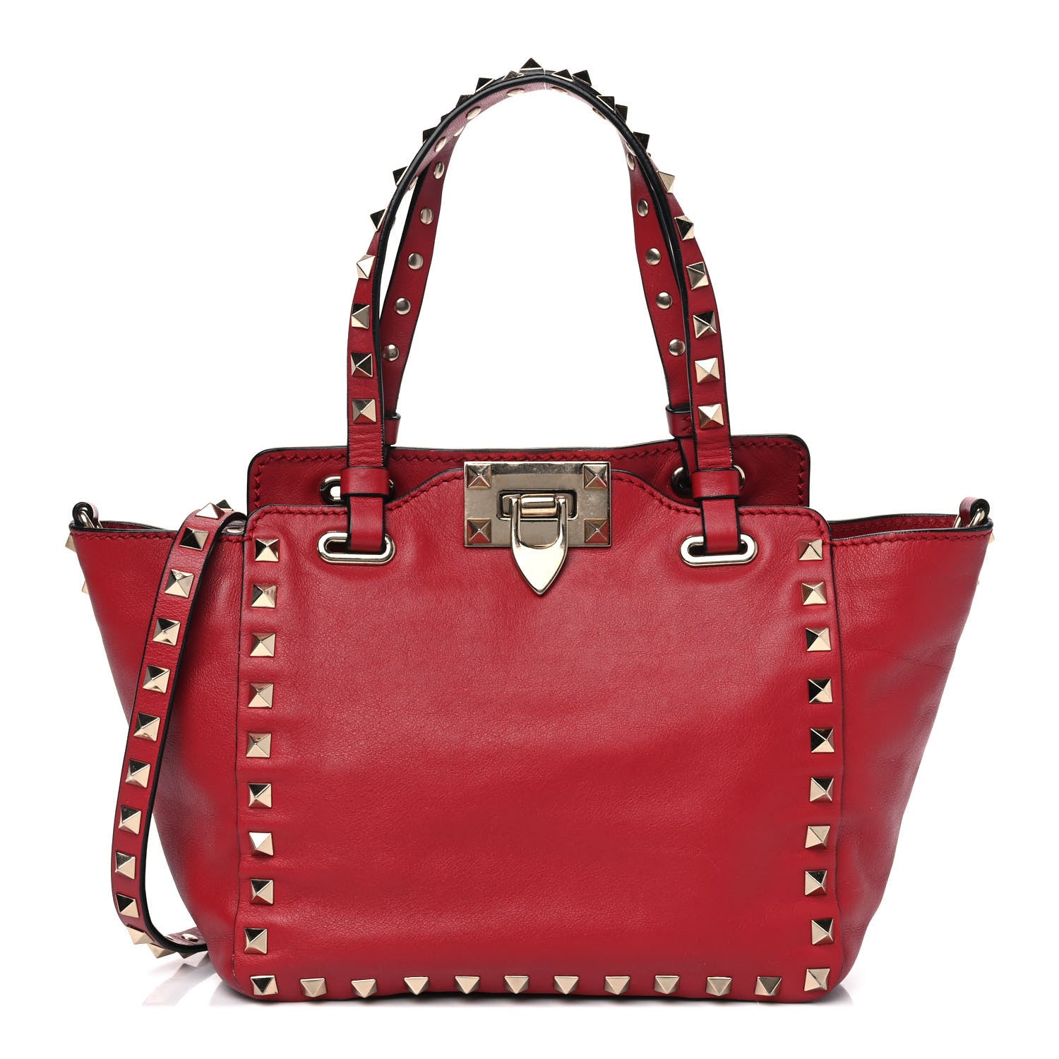Valentino Garavani Vitello Mini Rockstud Tote Red 1 of 10