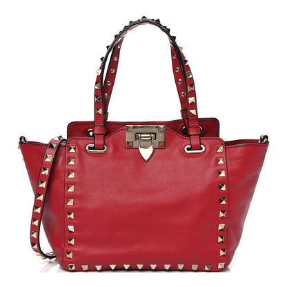 Valentino Garavani Vitello Mini Rockstud Tote Red 1 of 10