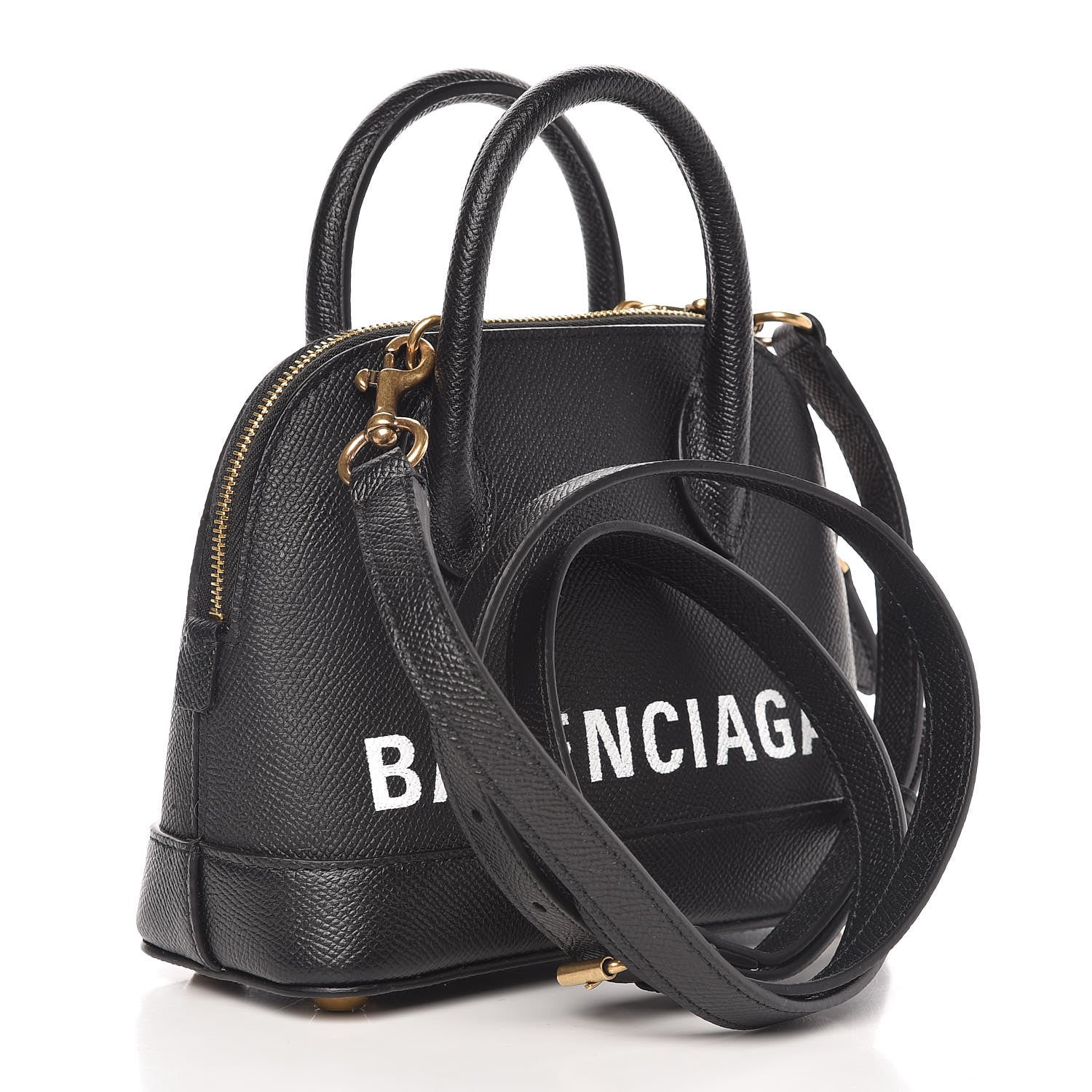 Balenciaga Signature Grained Calfskin XXS Ville Top Handle Bag Black White 3 of 9