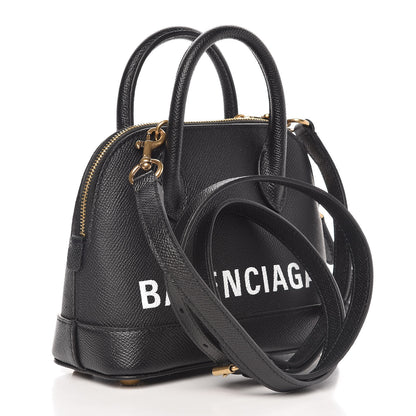 Balenciaga Signature Grained Calfskin XXS Ville Top Handle Bag Black White 3 of 9