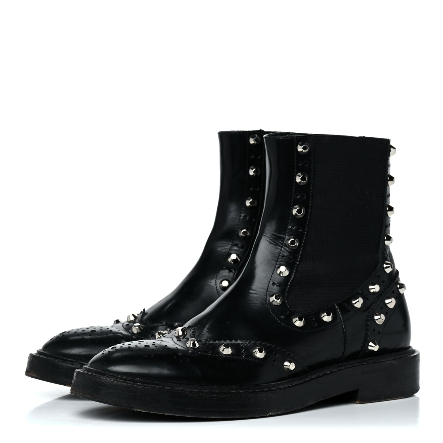 Calfskin Womens Studded Chelsea Boots 37 Black