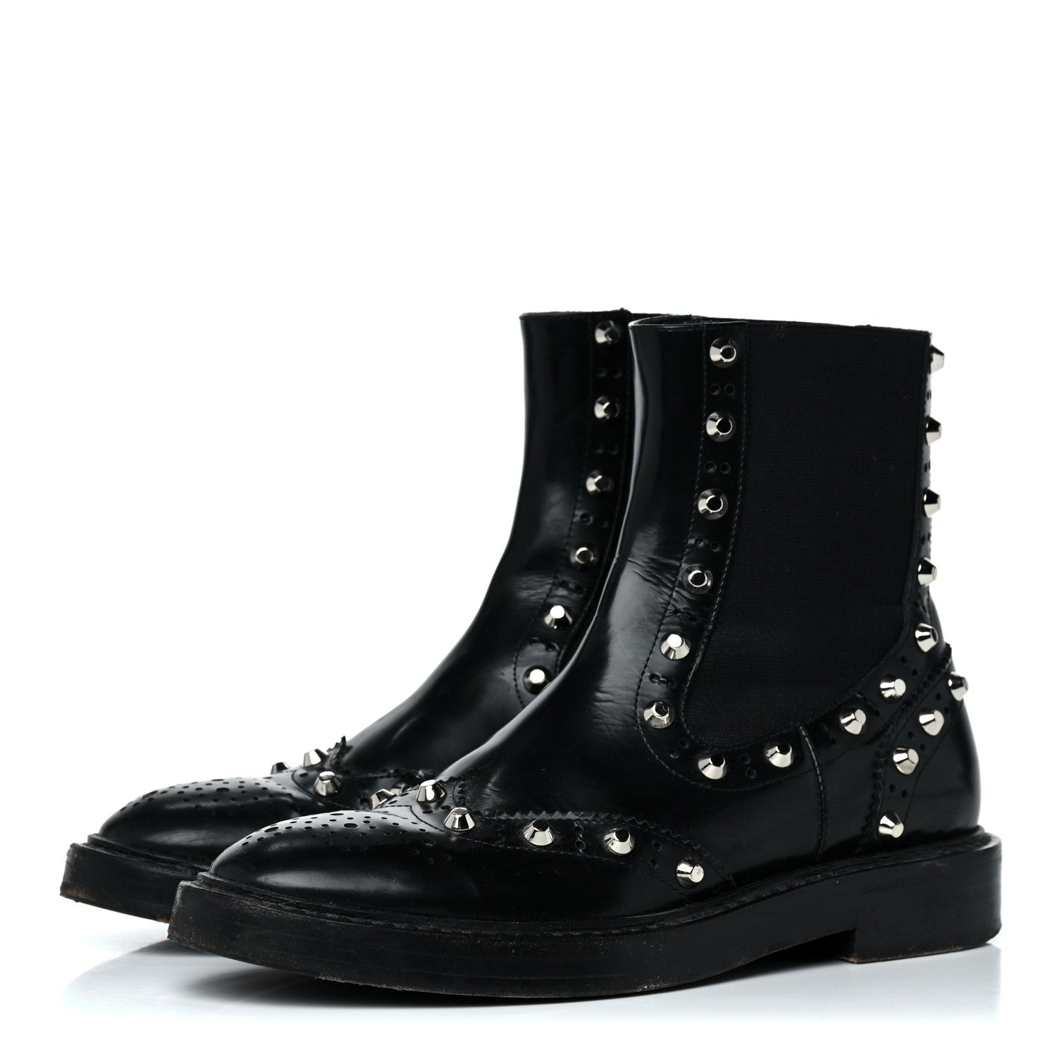 Balenciaga Calfskin Womens Studded Chelsea Boots 37 Black 3 of 30