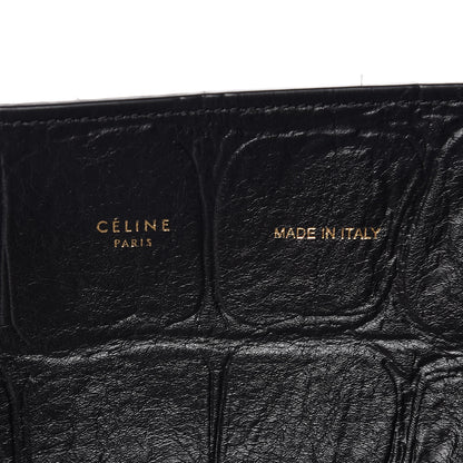 Celine Crocodile Embossed Calfskin Small Belt Cabas Phantom Black 6 of 12