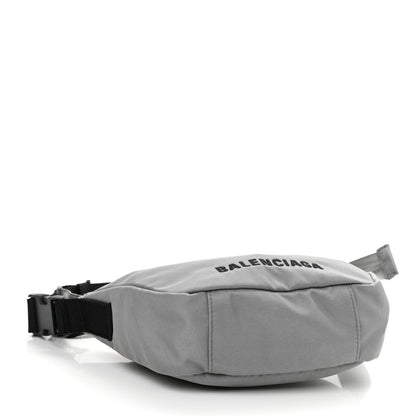 Balenciaga Recycled Sport Nylon Logo Embroidered Wheel Sling Bag Balenciaga Grey Black 3 of 8