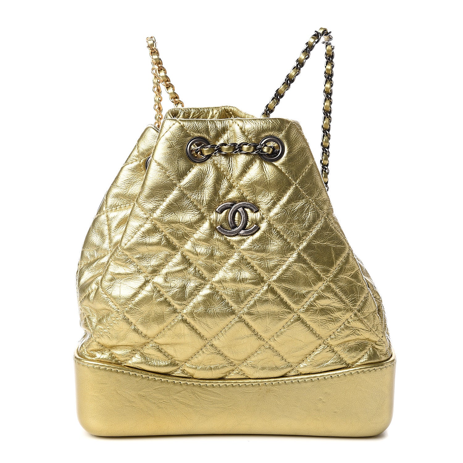 Chanel Metallic Lambskin Small Quilted Gabrielle Backpack Gold 1 of 9