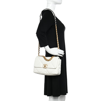 Chanel Lambskin Quilted Medium Chanel 19 Flap White 2 of 10