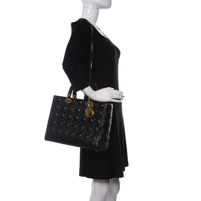 Christian Dior Lambskin Cannage Large Lady Dior Black 2 of 11