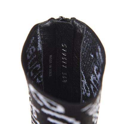 Balenciaga Knit Jacquard Curved Typo Booties 36.5 Black White 6 of 7
