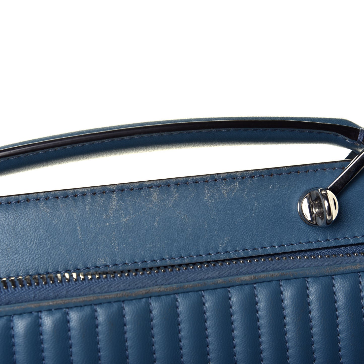 Shiny Nappa Trapuntata Small DotCom Click Top Handle Chain Satchel Blue