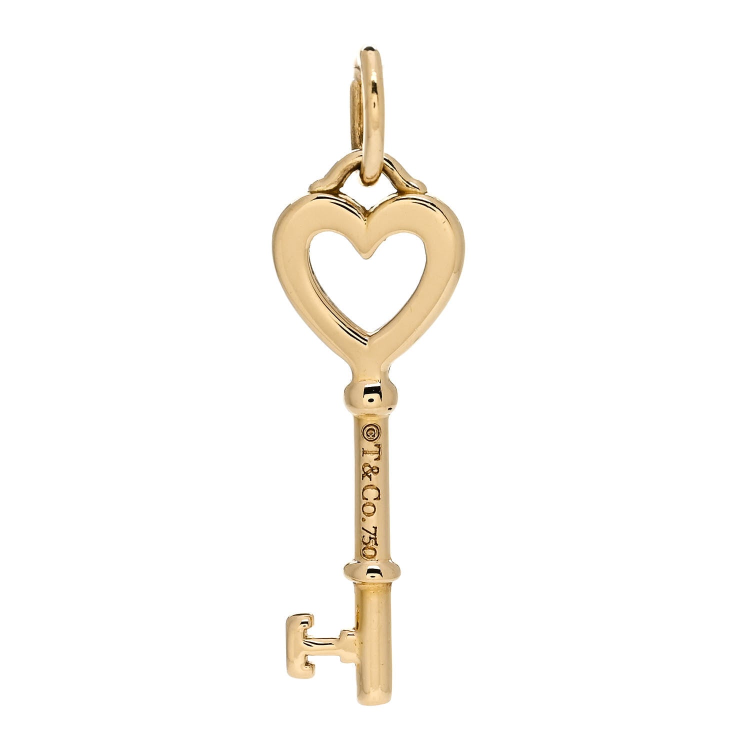 Tiffany 18K Yellow Gold Mini Heart Key Pendant 3 of 4