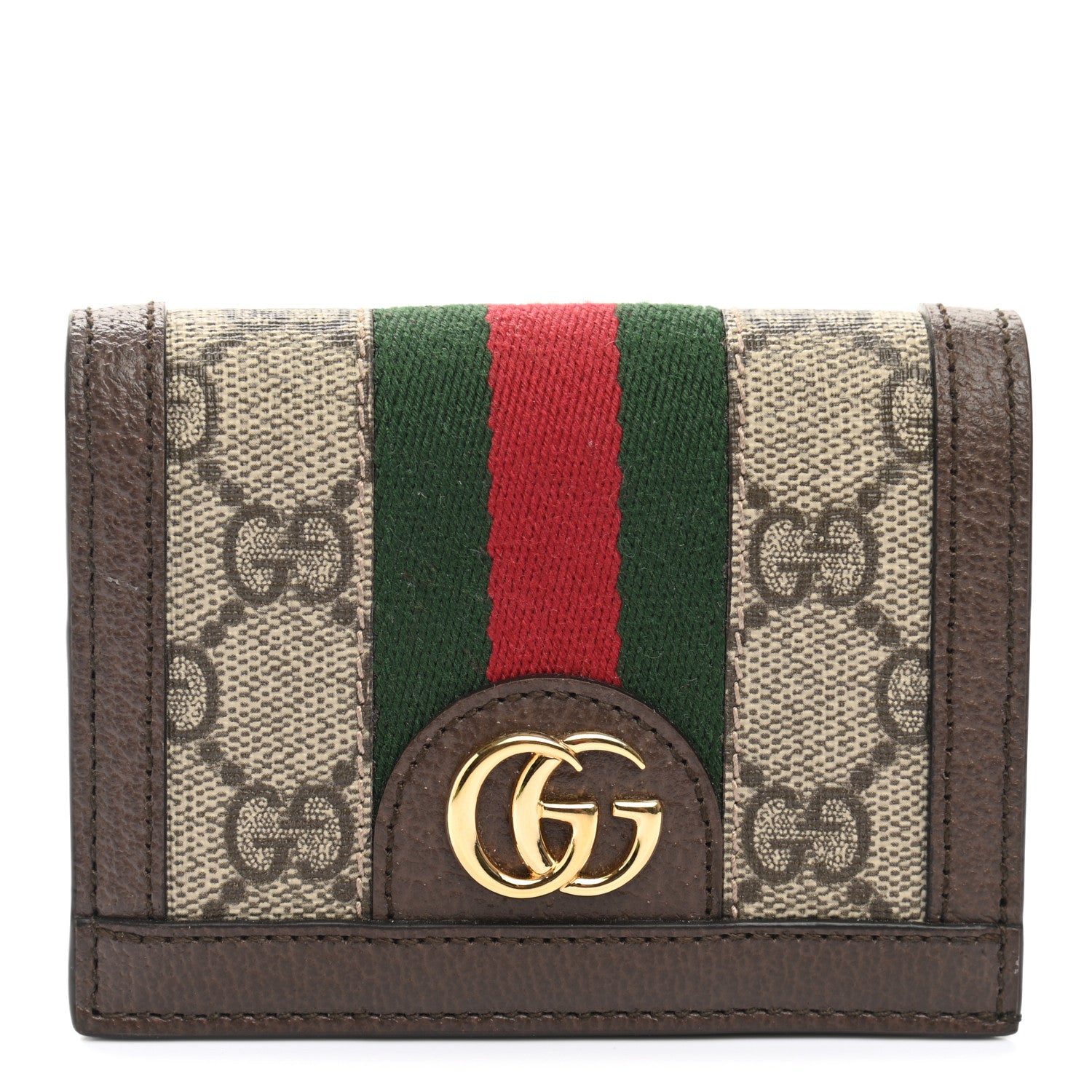 Gucci GG Supreme Monogram Web Ophidia Card Case Beige New Acero 1 of 8