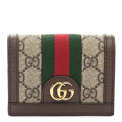 Gucci GG Supreme Monogram Web Ophidia Card Case Beige New Acero 1 of 8
