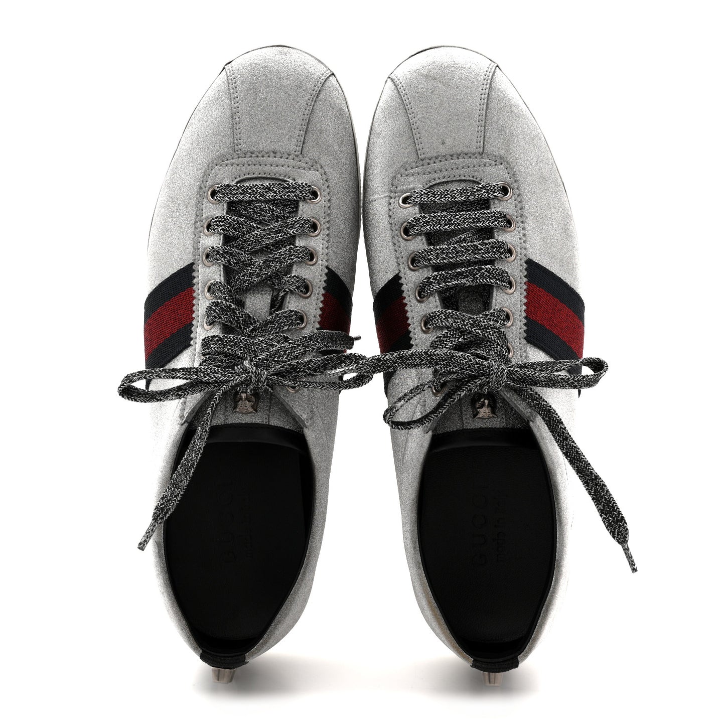Glitter Fabric Studded Web Mens Sneakers 9 Silver