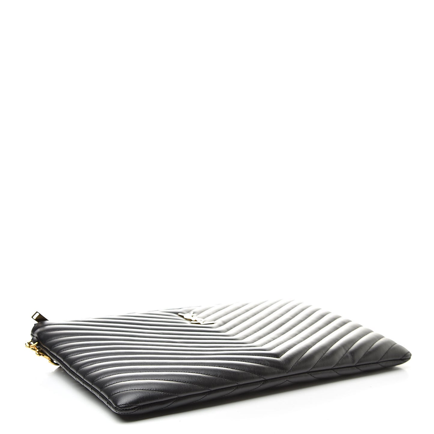 Calfskin Matelasse Chevron Monogram Document Holder Black