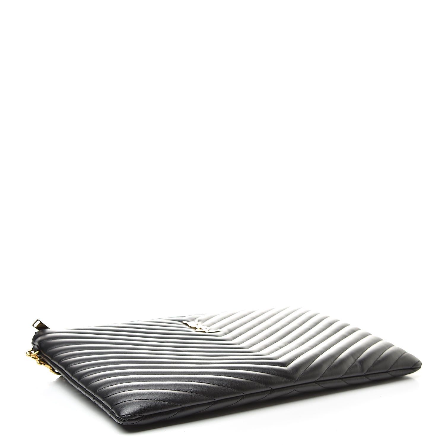 Saint Laurent Calfskin Matelasse Chevron Monogram Document Holder Black 4 of 8