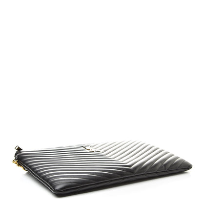 Saint Laurent Calfskin Matelasse Chevron Monogram Document Holder Black 4 of 8