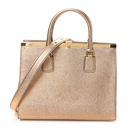 Dolce & Gabbana Metallic Dauphine Medium Frame Tote Gold 1 of 9