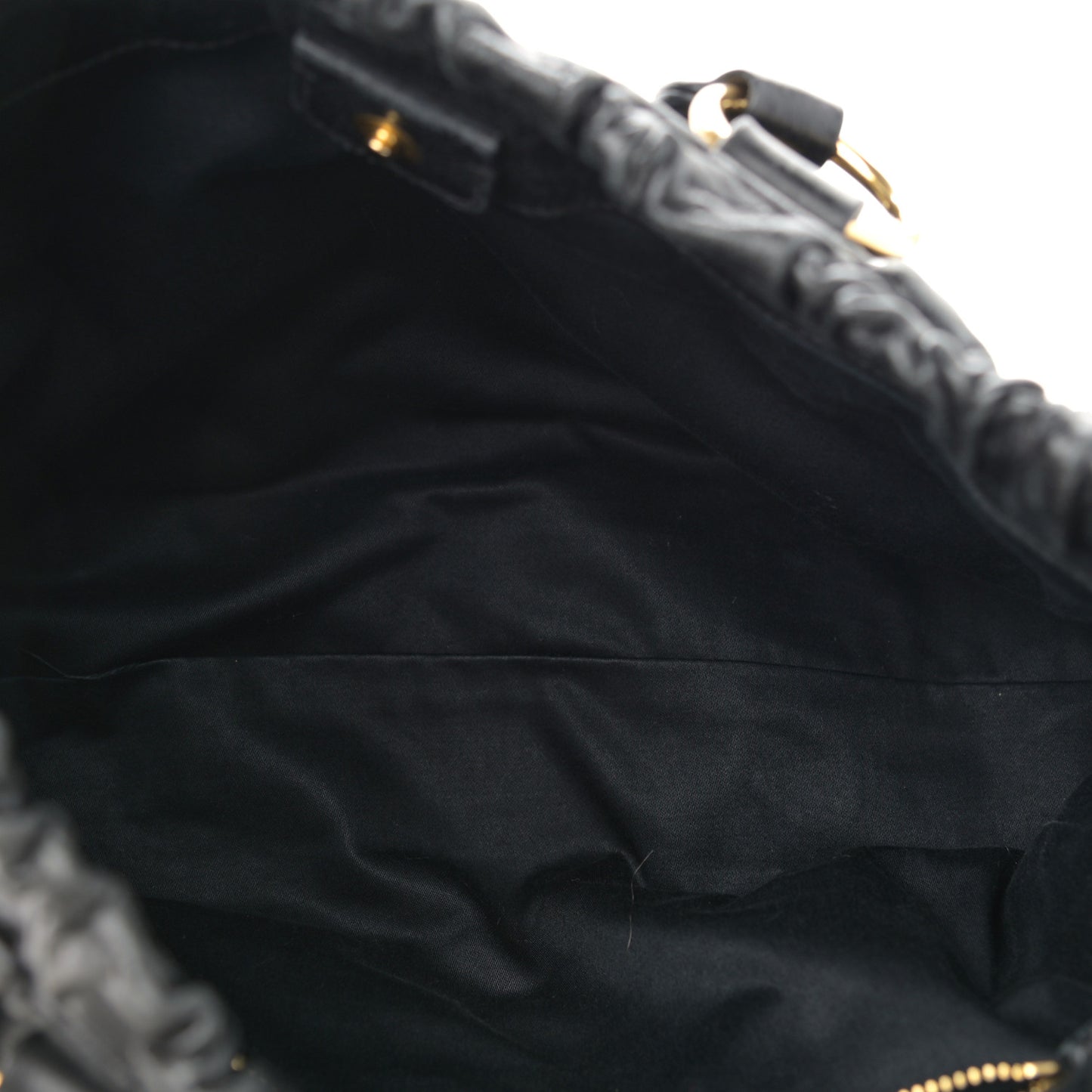 Vitello Lux Gathered Tote Black