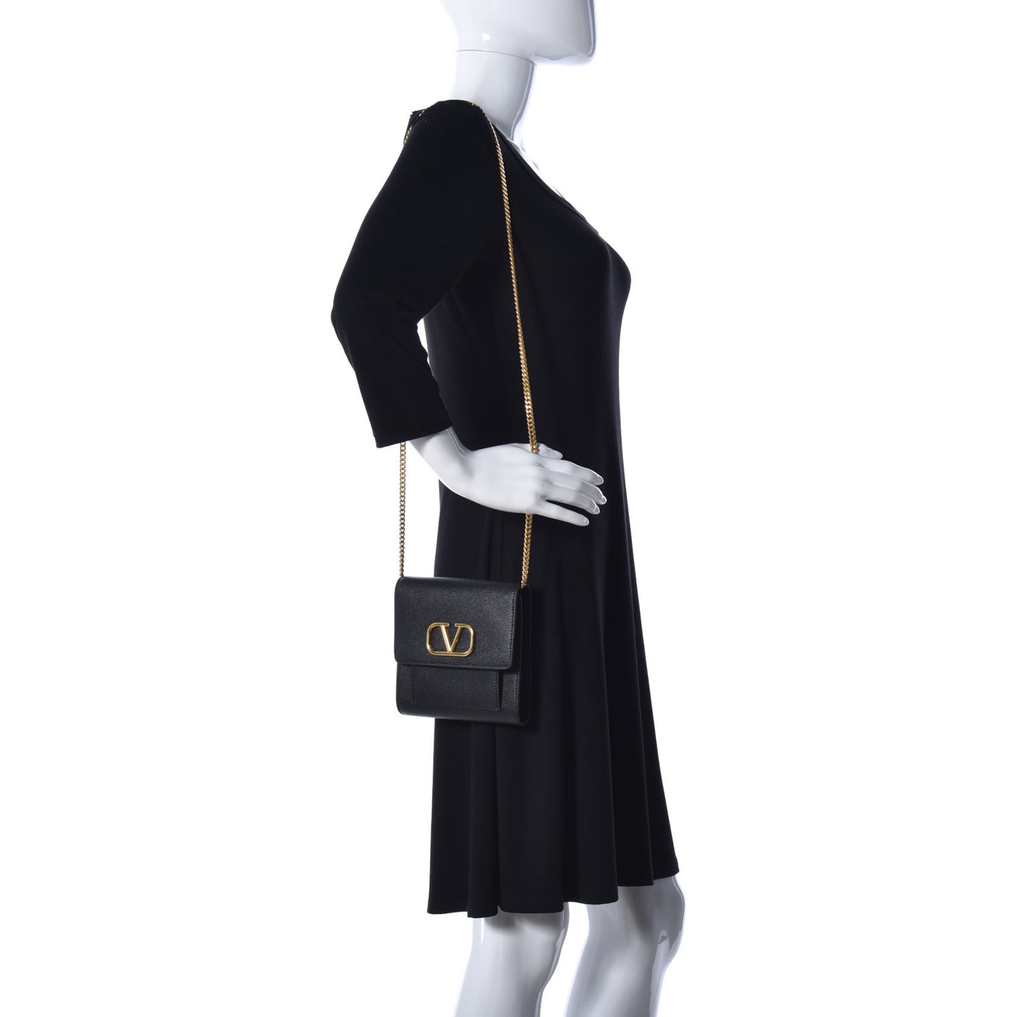 Calfskin VLogo Crossbody Bag Black