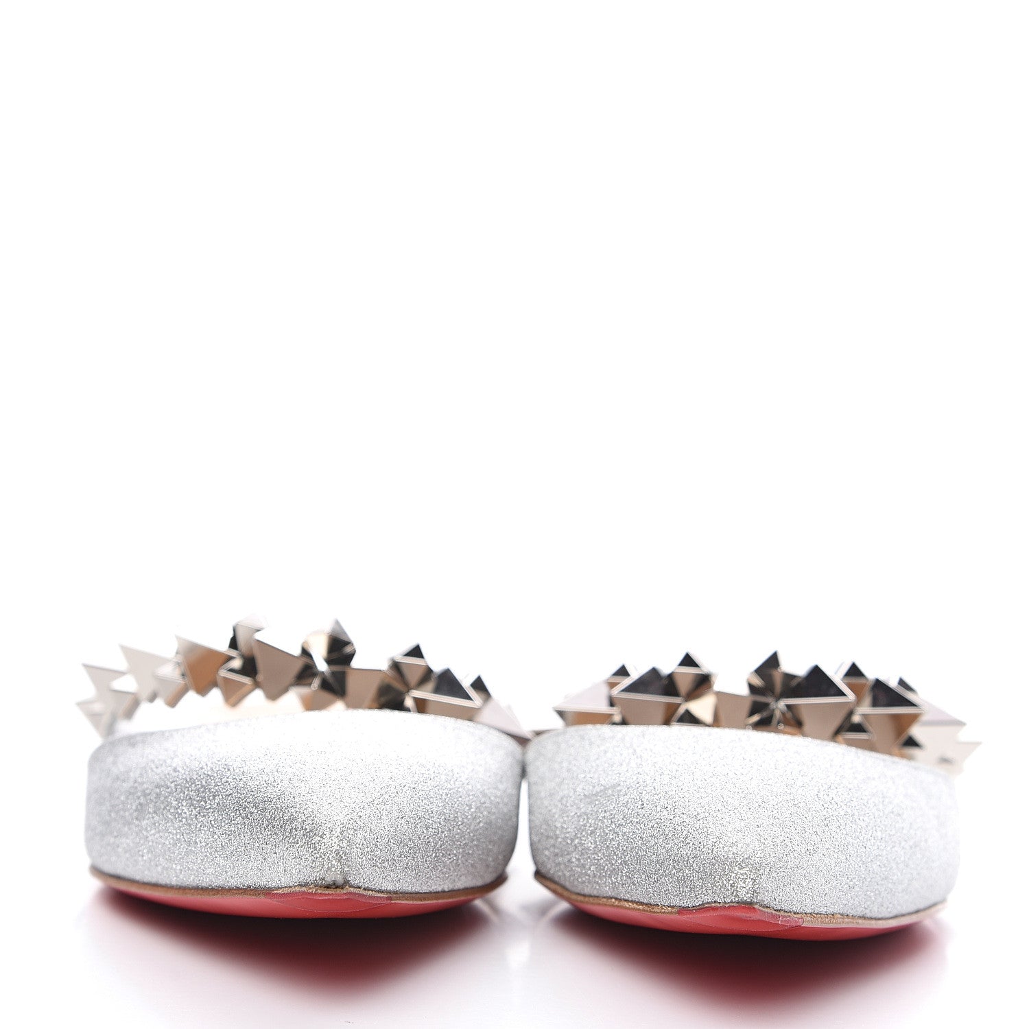 Christian Louboutin Mini Glitter Planet Choc Flat Mules 37.5 Silver 2 of 9