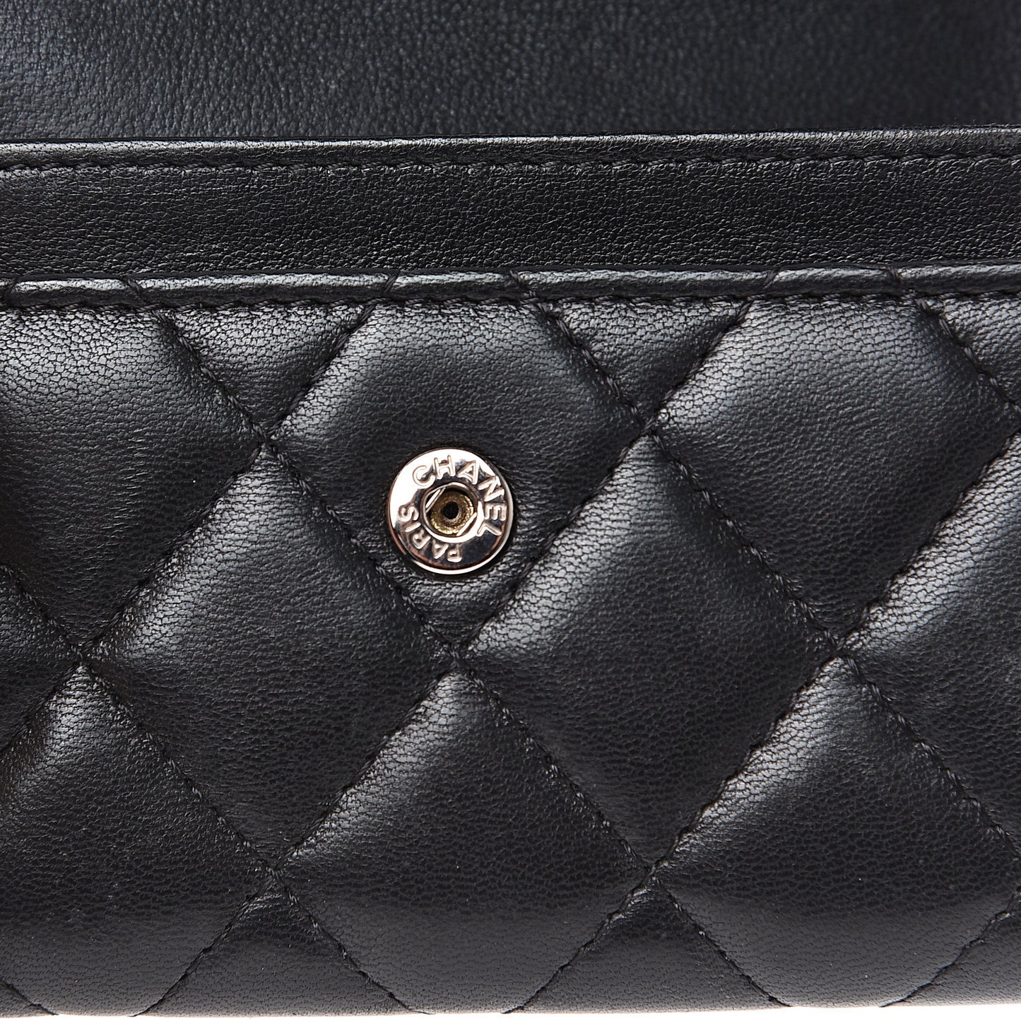 Lambskin Quilted Flap Card Holder Black