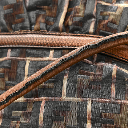 Fendi Zucca Calfskin Crocodile Embossed Large Chef Shopper Tote Tobacco 13 of 17
