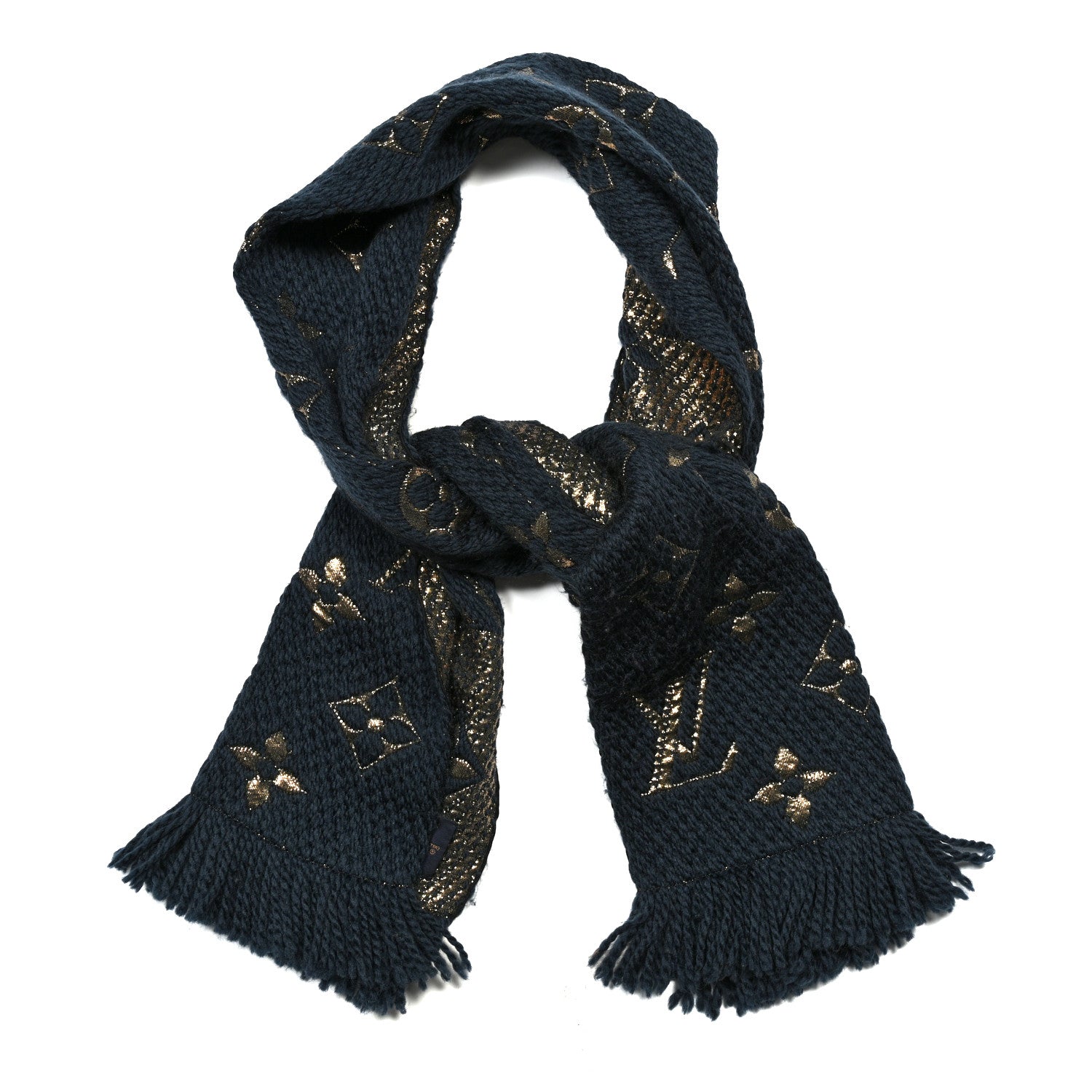 Louis Vuitton Wool Silk Logomania Shine Scarf Petrol 1733040