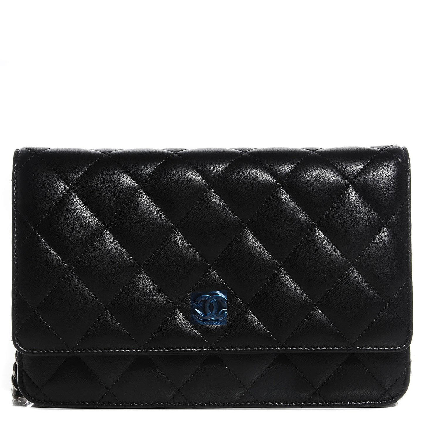 Lambskin Quilted Wallet on Chain WOC Black