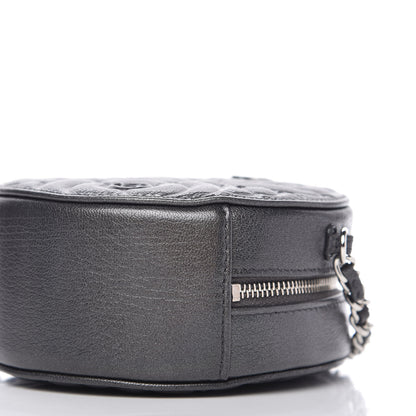 Chanel Goatskin Camellia Quilted Round Clutch With Chain Grey 7 of 10