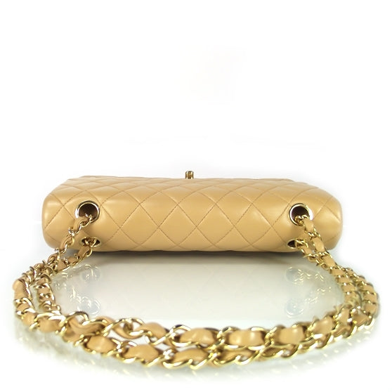 Lambskin Medium Double Flap Beige