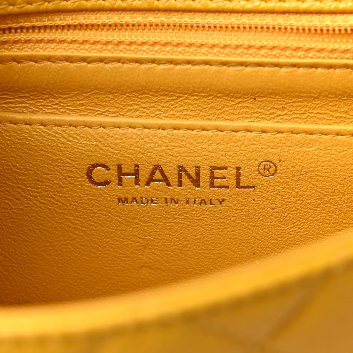 Caviar Quilted Mini Square Flap Yellow