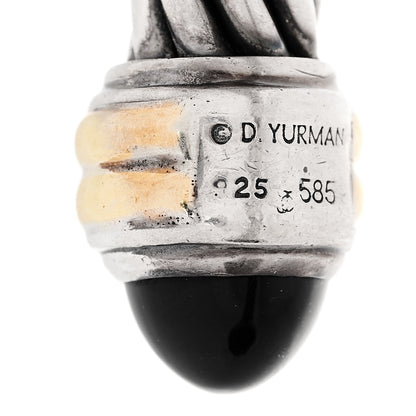 David Yurman Sterling Silver 14K Yellow Gold Black Onyx 10mm Cable Classics Hinged Bracelet 4 of 4