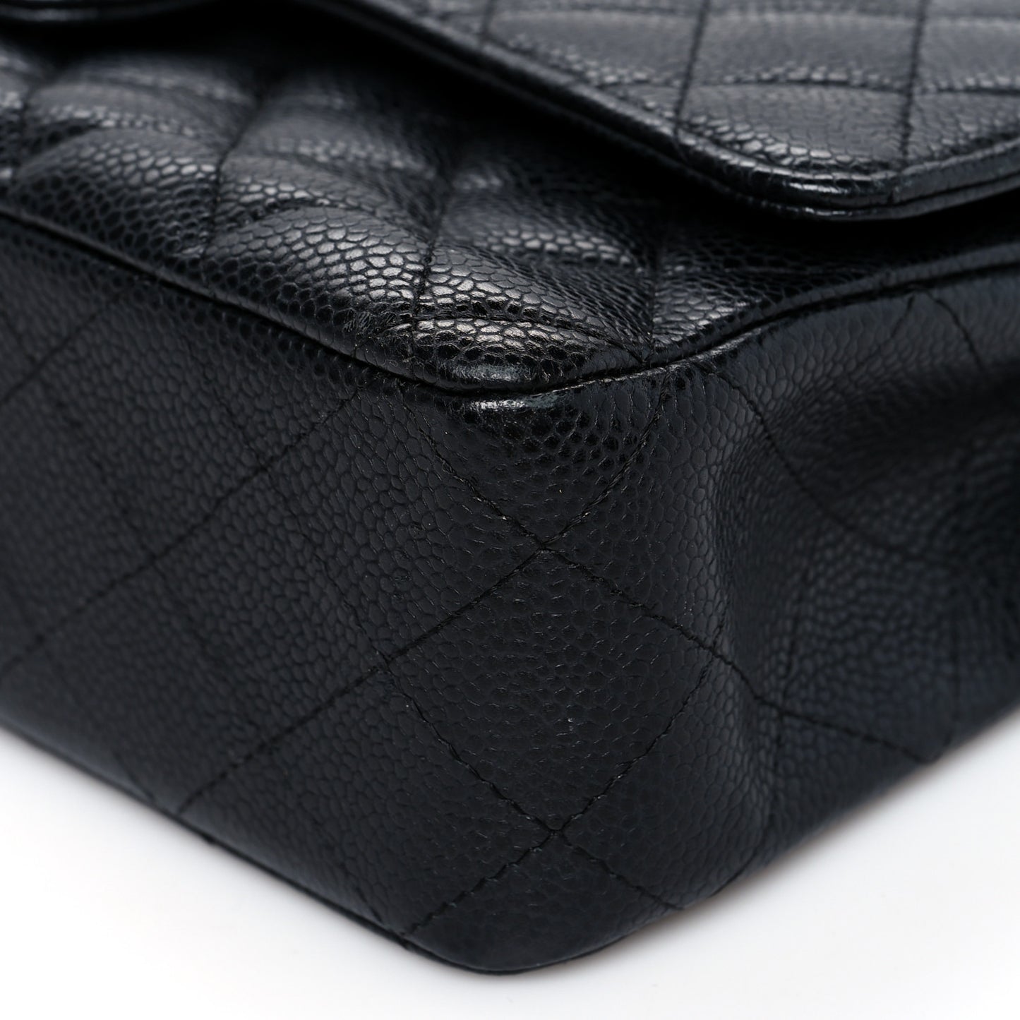 Caviar Quilted Medium Double Flap Black