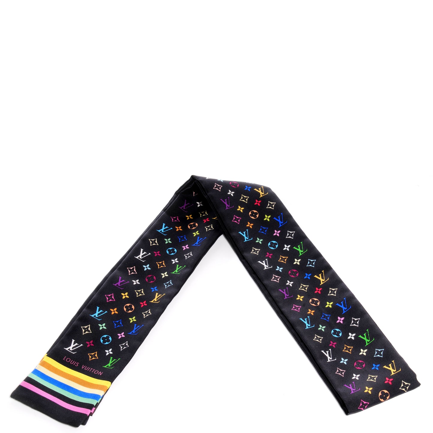 Silk Monogram Multicolor Bandeau Black
