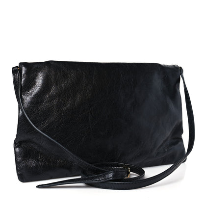 Balenciaga Agneau Giant 12 Gold Hardware Envelope Strap Clutch Black 2 of 8