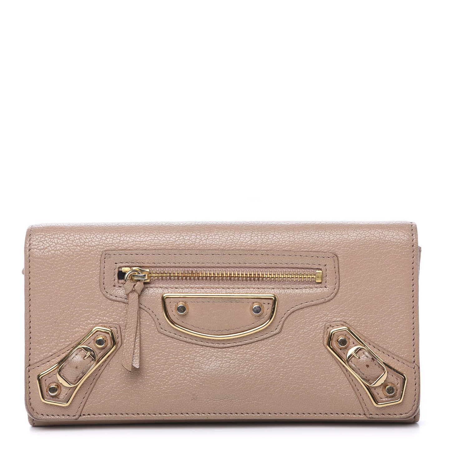 Chevre Gold Metallic Edge Hardware Money Wallet Rose de Sables