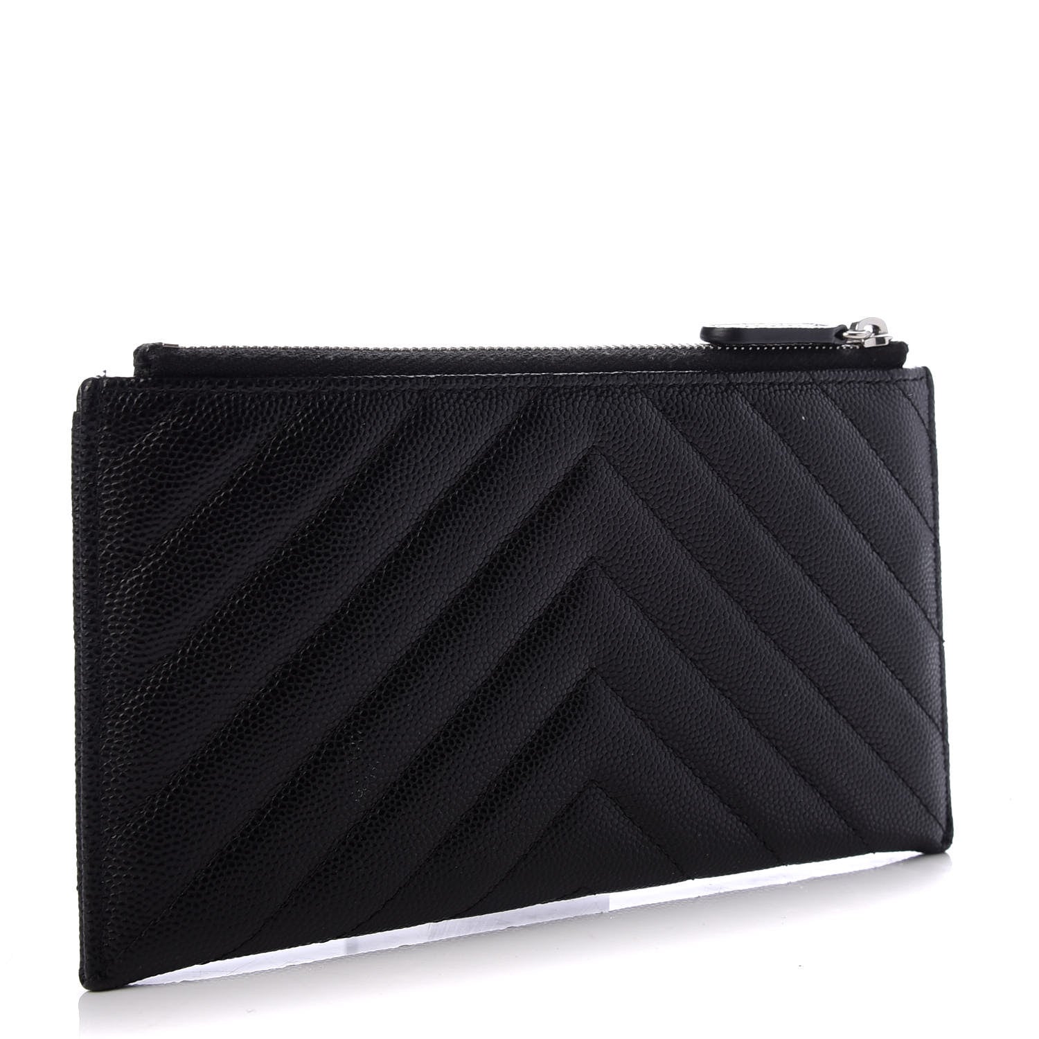 Chanel Caviar Chevron Quilted Zip Pouch Black 3 of 7