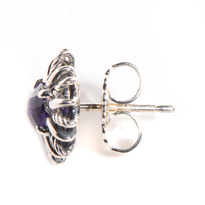 David Yurman Sterling Silver Amethyst 5mm Starburst Stud Earrings 3 of 6