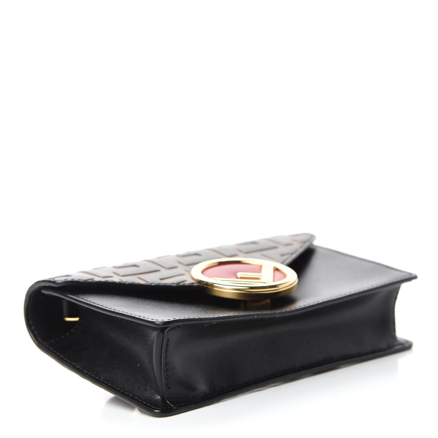 Vitello Liberty F is Fendi Bi-Color FF 1974 Embossed Envelope Belt Bag Maya Black