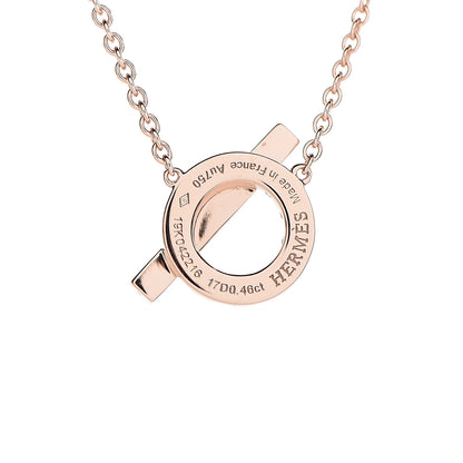 Hermes 18K Rose Gold Diamond Finesse Pendant Necklace 5 of 7