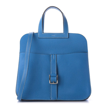 Hermes Taurillon Clemence Halzan 31 GM Bleu Zanzibar 1 of 9