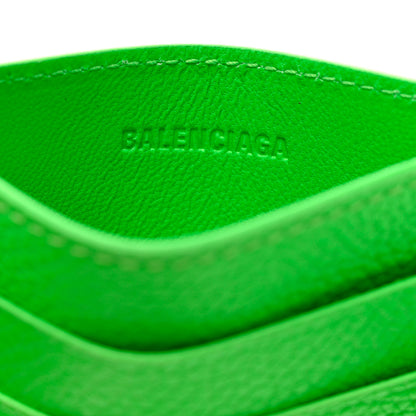 Balenciaga Grained Calfskin Logo Cash Card Holder Fluo Green Black 5 of 8